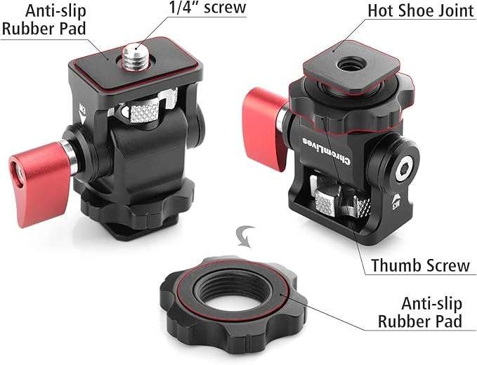 Field Monitor Mount Holder,ChromLives Swivel and Tilt Adjustable Camera Monitor Holder Mount with Cold Shoe for 5/7 inch Monitors,Support Tilt 180° and Swivel 360°(Updated Design)