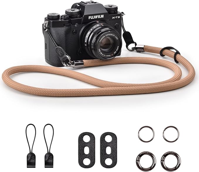 VOVMOEYA Camera Strap Rope,Camera Neck Strap Shoulder Strap for Fujifilm X100VI X100V XS20 XT5 for A6000 A6100 A6400 A6700 A7IV for Canon EOS R6 R10 for Nikon Zf Z5 Z30 - Khaki