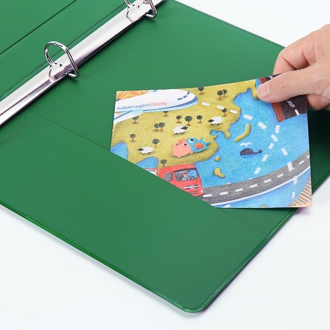COMIX Sturdy 1 Inch Binders 3 Ring with Clear View Cover, 1" Slant-D Ring View Binder Holds 225 Sheets of US Letter Size Paper, 6 Pack (Green)