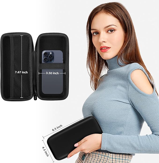 iMangoo Travel Essentials Electronics Organizer Charger Case Portable Dual Zipper Shockproof Pouch Tech Purse Cord Cable Pouches Power Bank Storage Accessories Bag for Women Men,8.5x4.5x2 Black