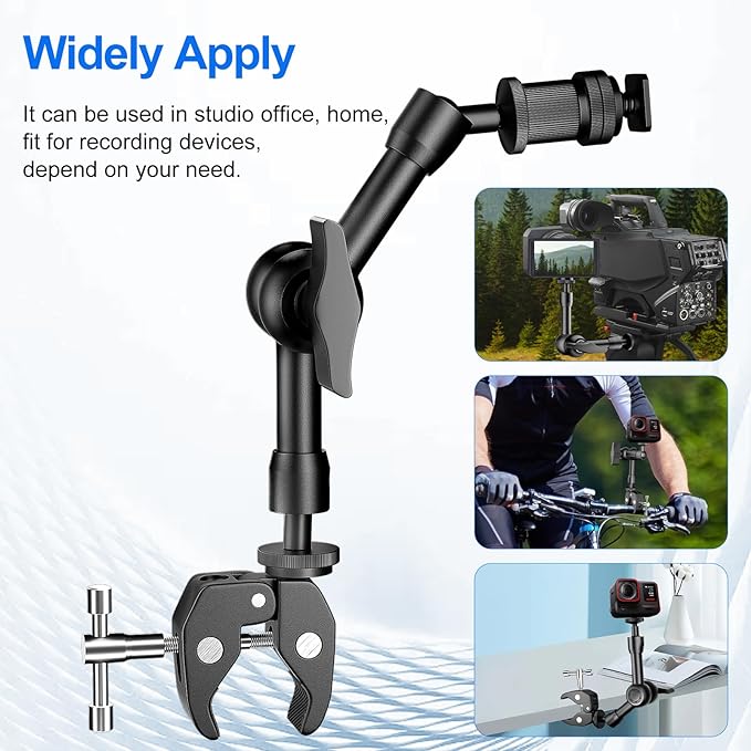 EMART 6inch Articulating Magic Arm Camera Mount with Super Clamp, Friction Power Adjustable Camera Mounts & Clamps with Magicarm and Cold Shoe for Photography/Videography/Webcam/Flash Light