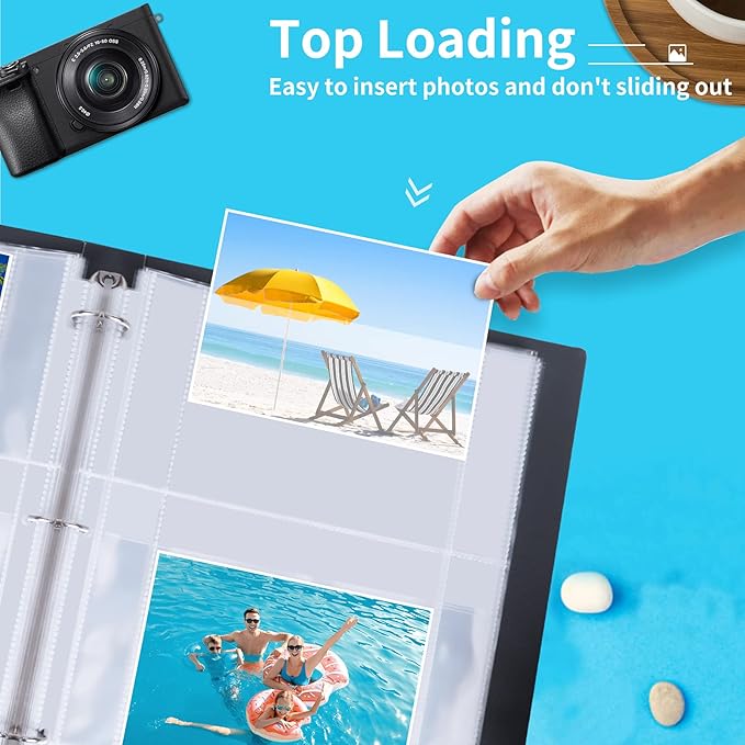 Fabmaker 30 Pack Photo Sleeves for 3 Ring Binder - (4x6, for 120 Photos), Archival Page Protectors, Clear Plastic Refill Pages, Postcard Sleeves, Acid-Free