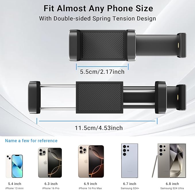 Phone Tripod Mount, Universal Smartphone Mount Adapter with Cold Shoe Mount, 360°Rotates and 180°Tilts Adjustable Cell Phone Clamp for iPhone 17 16 15 14/ Tripod/Selfie Stick/Camera Stand.