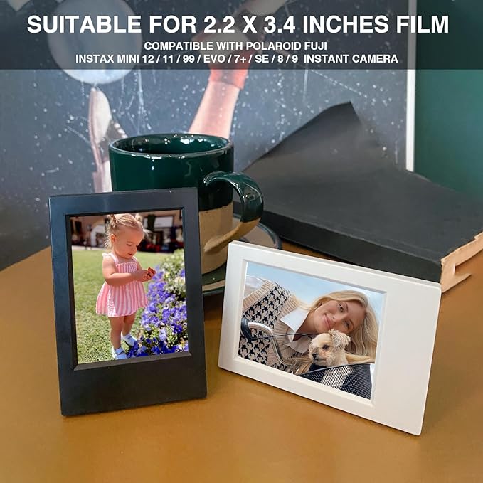 WOGOZAN 2x3 Mini Picture Frame for Fujifilm Instax Mini 12/11/99/41/40/SE/EVO Classic Polaroid Frames 2.15x3.4 Inches Photo Wallet Sized Picture Frame with Protective Film (Black) (10 Pack)