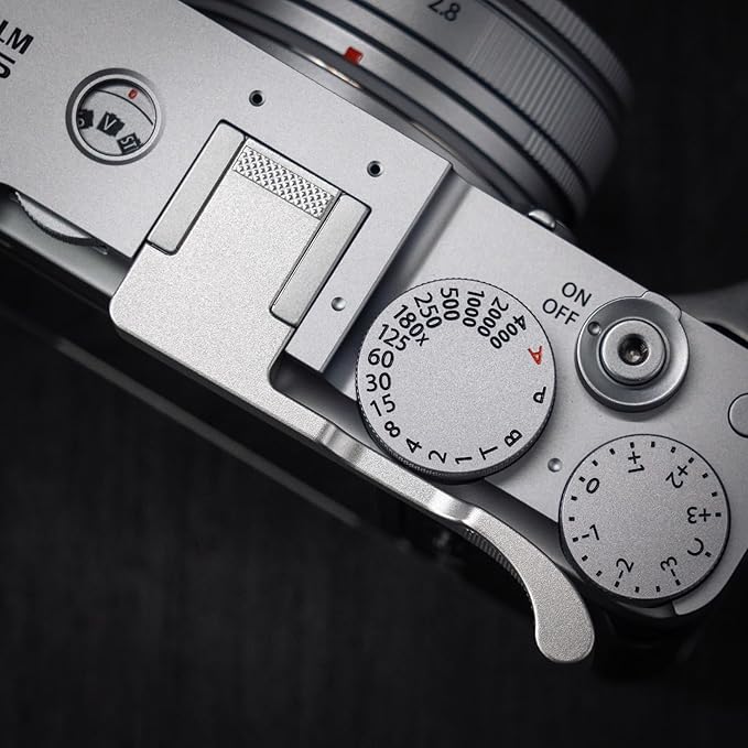 Thumb Up Grip ， Compatible with Fujifilm Fuji X-E5 XE5 Camera, Hot Shoe Thumb Rest Support Grip ，Original all-aluminum retro diamond engraving technology | Improves shooting stability (Silver)