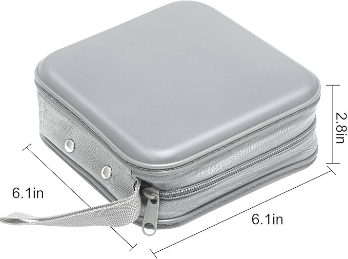 CD Case, 40 Capacity CD/DVD Case Holders Wallet Hard Plastic DVD Disc Cases Storage Binder for Car Home Office Travel (Grey)