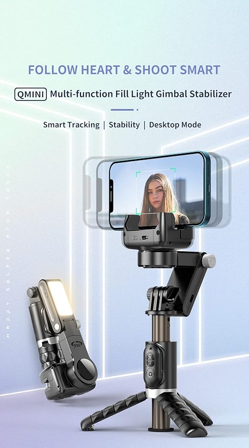 Gimbal Stabilizer for Smartphones,3-Axis Stabilizer Tracking Selfie Stick with Tripod Suitable for 360 Degree Steering with Remote Control The Best Choice for Vlog and Live Broadcast