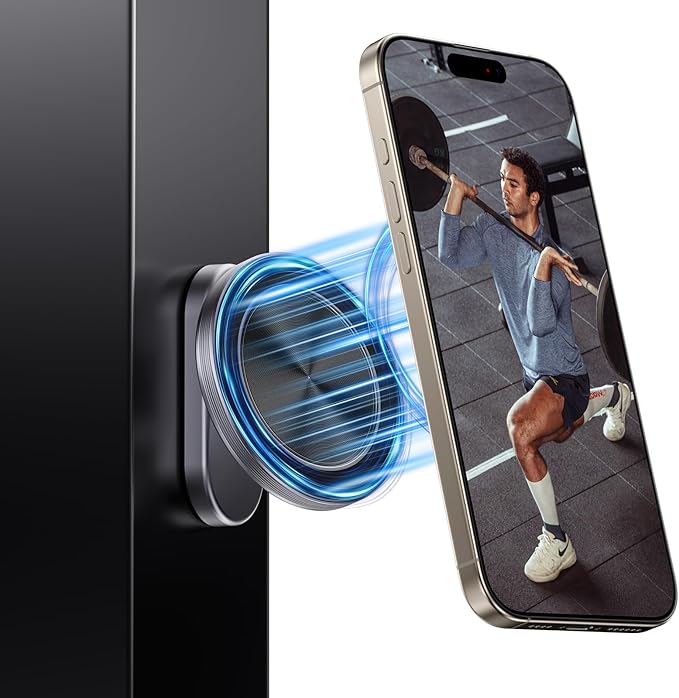 Magnetic Phone Holder for Gym & Golf, 360° Adjustable Ball Joint Strong Magnet Base Mount, Dual Magnetic Phone Mount for MagSafe iPhone 12-17 Series