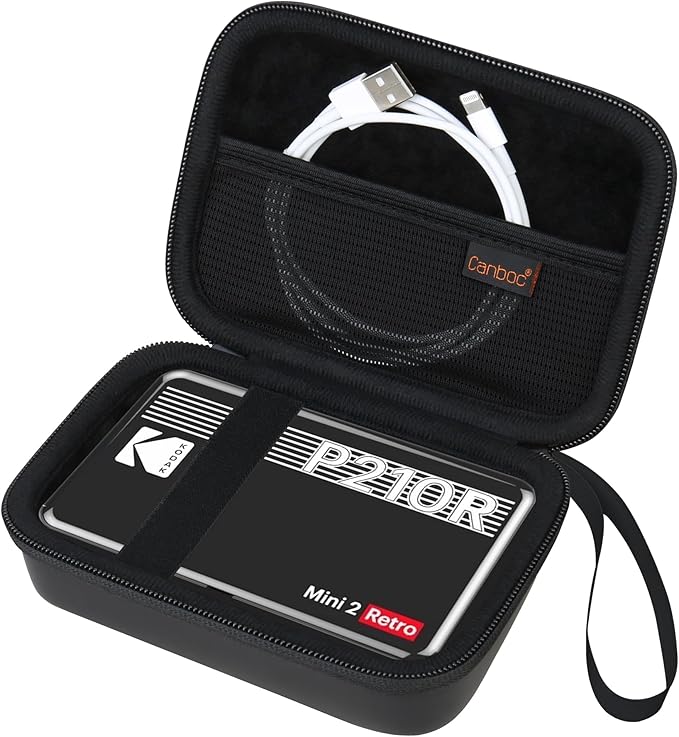 Canboc Carrying Case for KODAK Mini 2 Retro 4PASS Portable Photo Printer/KODAK Mini Shot 2 Retro 4PASS 2-in-1 Instant Digital Camera, Mesh Bag fits Photo Paper and Cable, Black