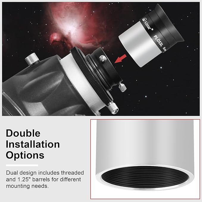 Alstar 1.25 Inch Plossl Telescope Eyepiece - 8mm Fully Multicoated Optical Lens for 1.25inch Astronomic Telescope and Astronomy Filters - 4 Element Plossl Design