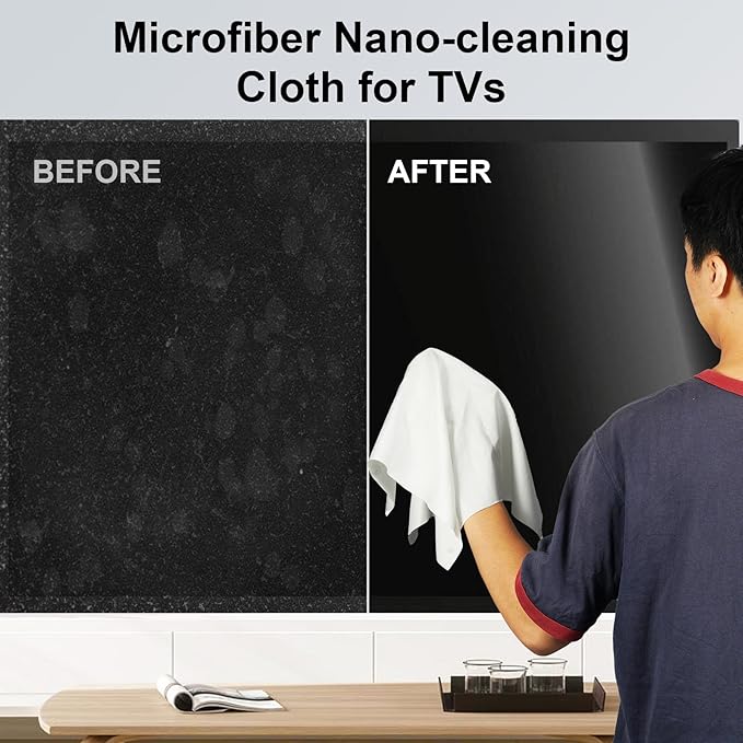 Selens 4Pcs Extra Large Microfiber Cleaning Cloths 16x16inch White Microfiber Screen Cleaning Cloth for TV, Car Navigator, VR,Computers,Electronics,Eyeglasses, Car Windows & More
