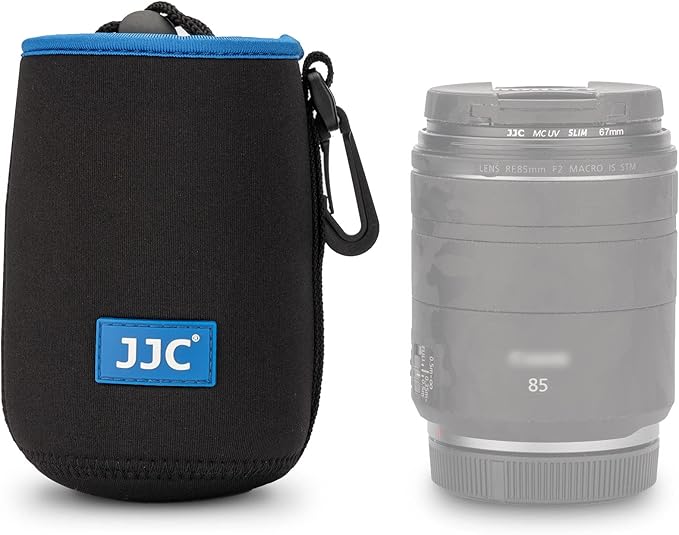 JJC Drawstring Neoprene Camera Lens Pouch Case, Protective Lens Bag for Mirrorless Lenses Up to 3.5 x 5.9 (D X H) for Canon RF 24-240mm EF-S 18-55mm f/3.5-5.6 Ni 55-200mm f/4-5.6G and More