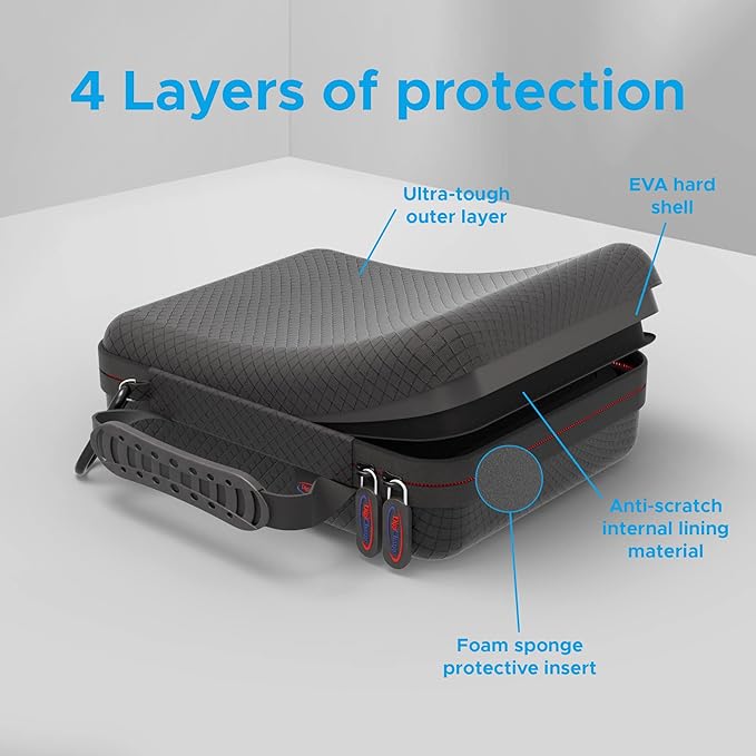 DigiCharge Action Camera Carrying Case – Fits GoPro Lit Hero 13, 12, Max 2, DJI Osmo Action 5/4 & More – EVA Hard Shell Travel Bag with Mesh Pocket, Foam Cut-Outs & Work Mat – 7×6×2.5 Inches
