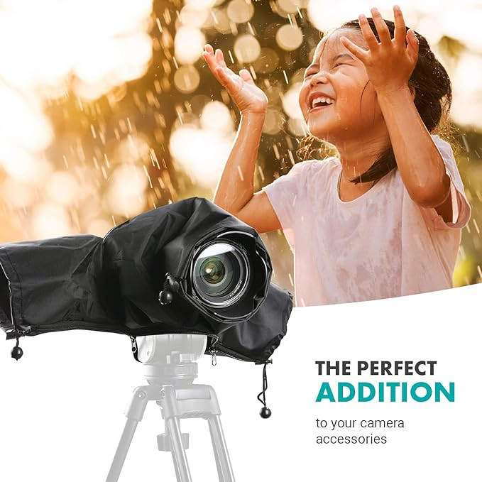 Movo CRC01 Waterproof Nylon Camera Rain Cover with Enclosed Hand Sleeves Compatible with Canon EOS, Nikon, Sony, Olympus, Pentax and Panasonic DSLR Cameras