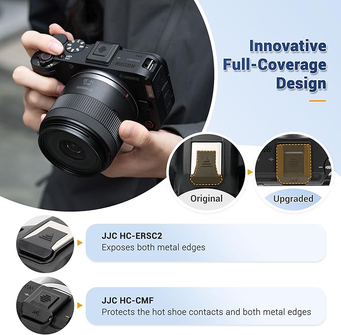 JJC 2-Pack Camera Hot Shoe Cover Cap Replaces Canon ER-SC2, Dustproof Shoe Mount Protector for Canon EOS R1 R3 R50 V R5 Mark II R6 Mark II R6 Mark III R7 R8 R10 PowerShot V1 with Full-Coverage Design