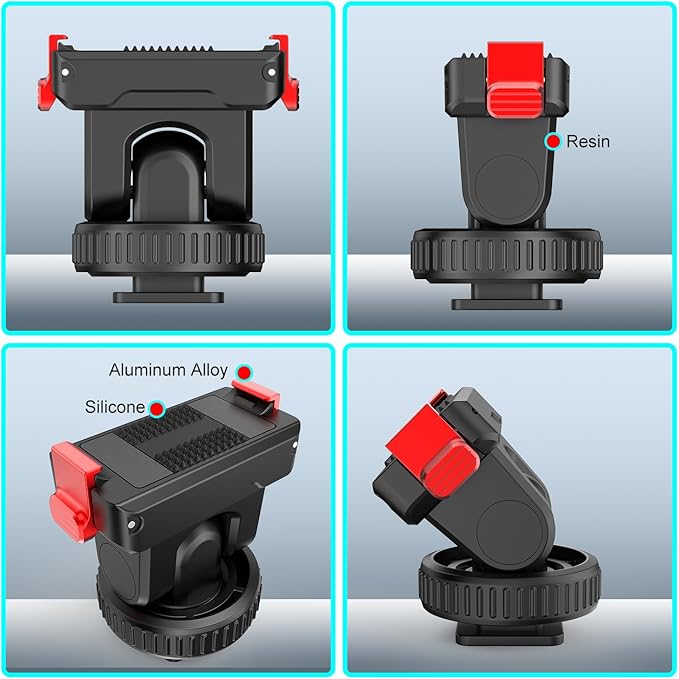 Cold Shoe Adapter Magnetic Quick Mount Compatible for DJI Osmo 360, Tripod Mount with 1/4" Screw Compatible for DJI Action 5 Pro/4/3 Action Camera DSLR Photography Accessories, 150°Tilt Adjustable