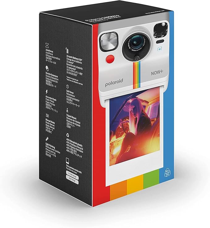 Polaroid Originals Now+ Plus 2nd Generation Bluetooth I-Type Instant Camera with Bonus Lens Filter Kit, 16 Color Film Photos | Signature Series Charger Bundle