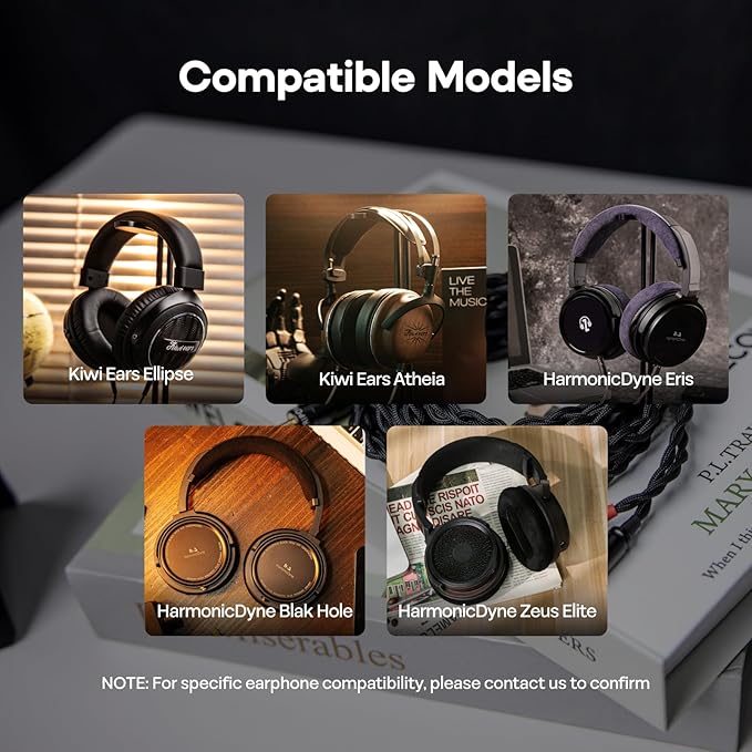 Linsoul Tripowin Nova Monitor Headphone Cable, Over-Ear Headphone Wire, 4-Strand Silver Foil/OCC Hybrid Upgrade Cable, 2M, Dual 3.5mm to 4.4mm/3.5mm/XLR Plug, for Musicians Audiophiles (3.5mm, Black)