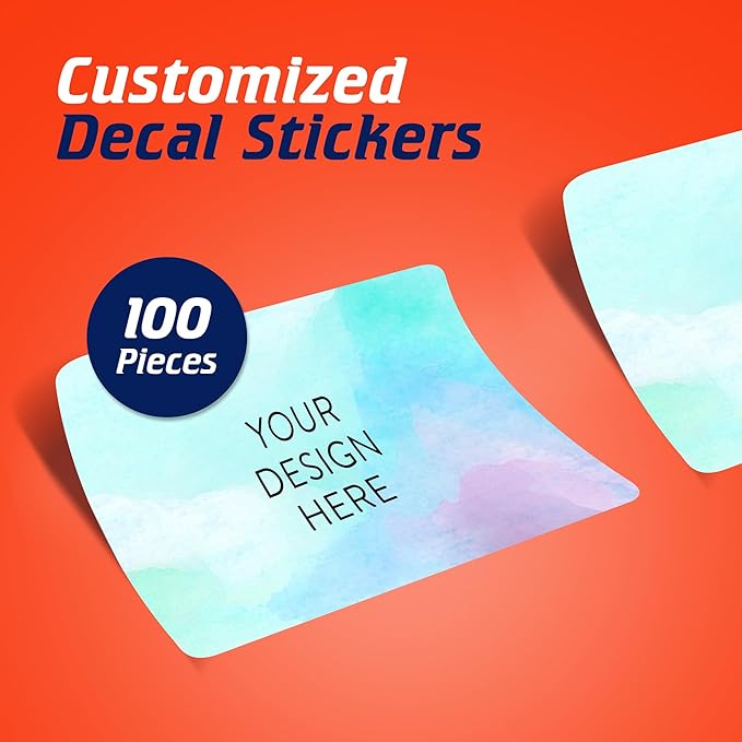 100 Custom Vinyl Stickers - Upload Your own Image, Text, Design, Logo - Personalized Logo Labels for Handmade, Packaging, Bottle, Jars, Candle, Brand Stickers (Sky Blue, 6x4)
