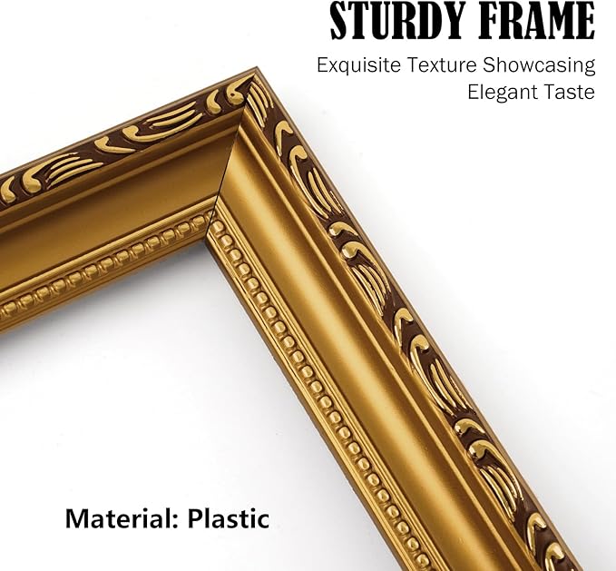 10×10 Picture Frame Gold - Picture Frames for Wall Hanging And Tabletop Display, Ornate Photo Frame for Poster,Vintage Frames,Christmas Frames,with Durable Plexiglass