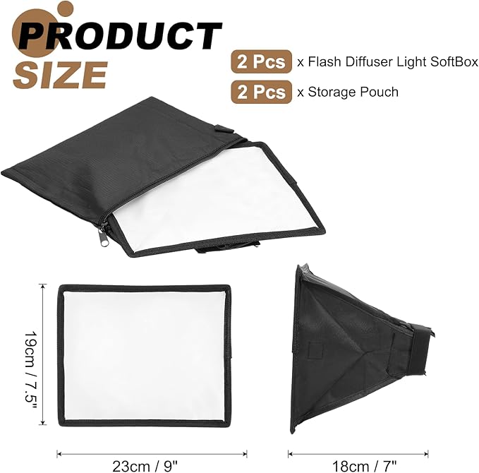 PATIKIL 7.5" x 9" Flash Diffuser Light SoftBox, 2Pcs Universal Collapsible Flash Diffuser with Storage Pouch for SB-5000 SB-700 SB-300 SB-900 SB-910 SB-600 SB-4, Black