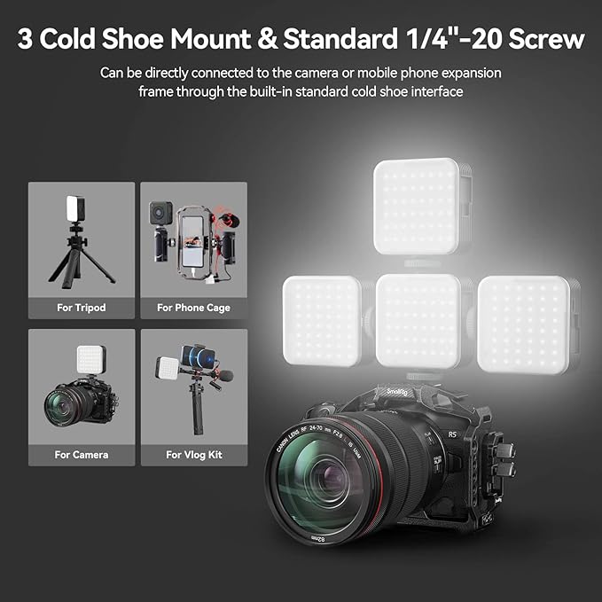 SmallRig P108 RGB Video Light,Portable LED Camera Lights 360° Full Color Photography Lighting w 3 Cold Shoe, 2500mAh Rechargeable On-Camera Video Light Panel 2700K - 6500K for YouTube, Vlogging