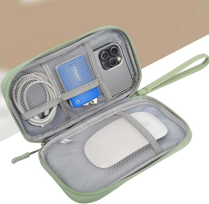 Small Cable Organizer Bag, Travel Cord Charger Organizer Case Waterproof Accessories Pouch, Electronic Carrying Case Bag for Cable, Cord, Charger, Phone, Power Bank, Earphone (Mint Green)
