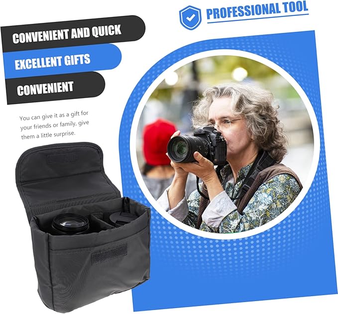 SUPVOX Padded Camera Bag Insert Compact Foldable Camera Case for Dslr Lens Protection Fits Backpack Messenger Bag