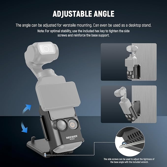 NEEWER Basics Magnetic Mount Stand Compatible with DJI Osmo Pocket 3 & Creator Combo, Multifunctional Accessories Expansion Adapter Bracket, 180° Tilt Plastic Camera Holder with Cleaning Cloth, AC015