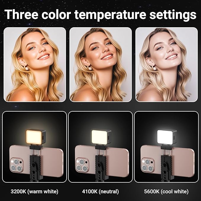 RL03 Magnetic Mini Light Compatible for DJJ Osmo Pocket 3, 3.3W Reachargeable LED Fill Lights,800mAh,2800K-6500K,3 Levels Adjustable Mini Fill Light for Selfie Vlog Video Recording.