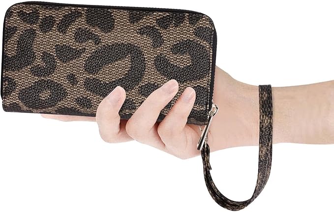 Cellphone Wallet for Women Dual Zipper Long Purse with Removable Wristlet