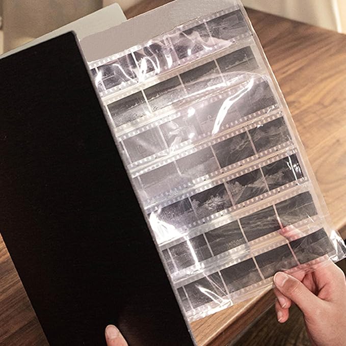 MUQING 50 Pcs 120 Film Negative Pages for 3 Ring Binder, Archival Storage Sheets for Ring Binder