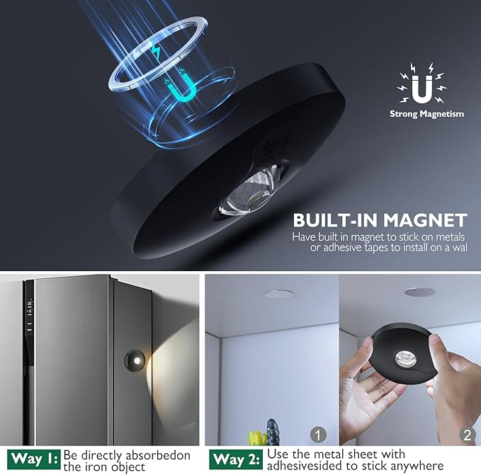 Rechargeable RGB Puck Lights with Remote Control,2000mAh High Capacity Battery Operated RGB Cabinet Lighting,Dimmable Tap Stick On& Magnetic Mount Wireless Closet Light for Kitchen Counter,Shelve