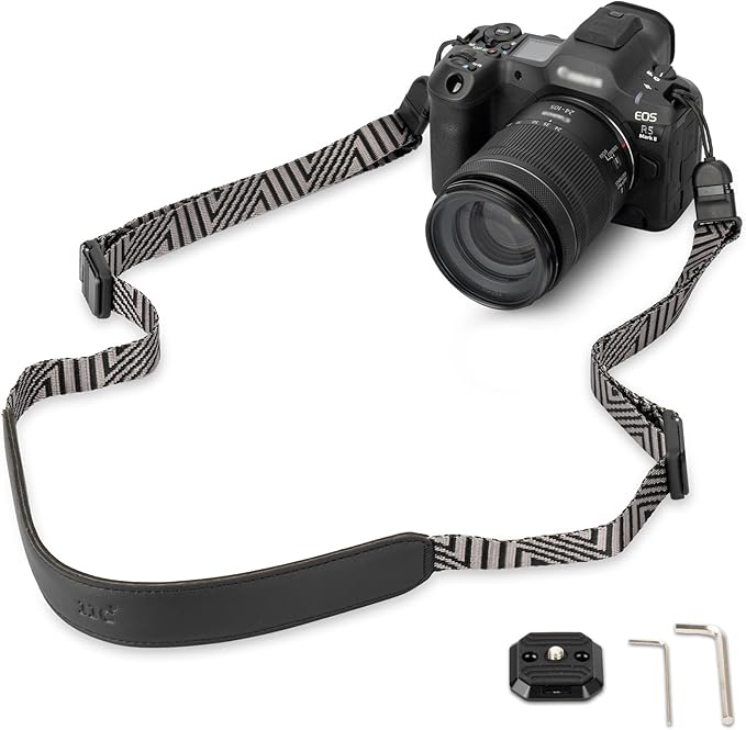 Mirrorless Camera Neck Strap with Quick Release Buckles, Adjustable Shoulder Sling Strap for Sony A7C II A7 IV III A7R V IV ZV1 ZV-E10 Canon EOS R100 R50 M50 M6 Nikon Z30 Z50 Z6 Z7 II & More (Grey)