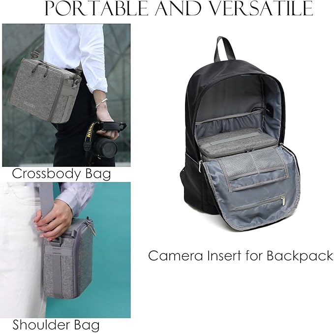 Mini SLR Camera Insert Bag,Shockproof &Pressure-proof Dual Opening Camera Lens Cube Case Bag,Digital DSLR SLR Mirrorless Cameras Accessories Storage Pouch Compatible for Canon,Sony,Fuji (XXXS)