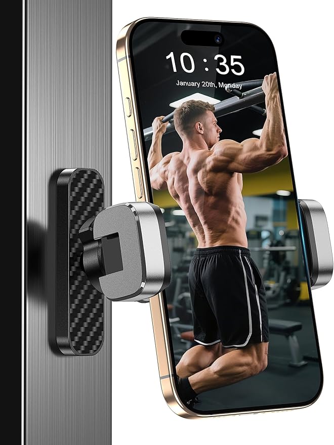 MOKPR Gym Magnetic Phone Holder【Strong Magnets】- 360 Adjustable Magnetic Phone Holders,Phone Holder Gym Accessories for Men Women Compatible with All Phones