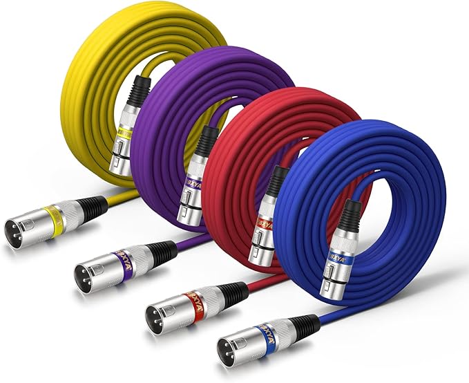 EBXYA XLR Cable 25 Feet 4 Color Packs for Microphone Audio Mixer- XLR Male to Female 3 Pins Balanced Stage Patch Cable