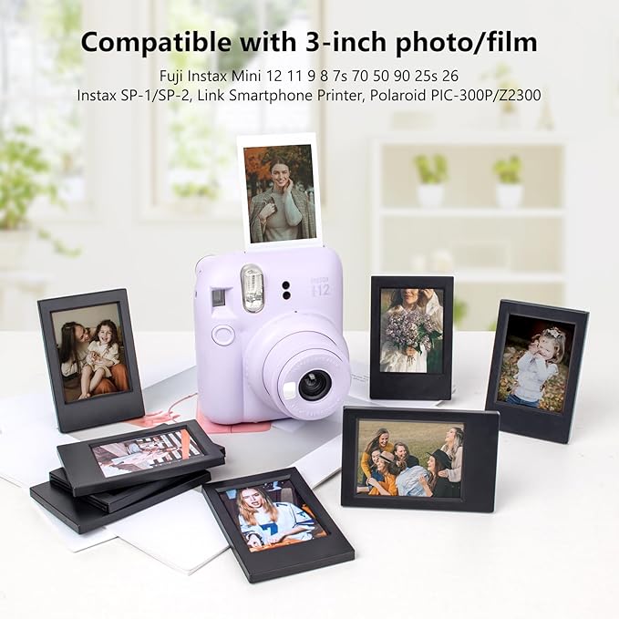 HIYQIN 8 Pack 2x3 Mini Photo Frames for for Fuji Instax Mini 3 inch Picture/Polaroid 3-Inch Films - for Desktop Display Small Wallet Size Picture frame with Clear Protective Covers - Black