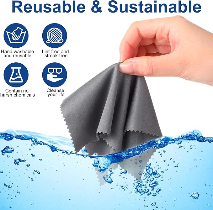 Frienda 50 Pcs Microfiber Cleaning Cloth for Glasses 6x7 Inch Lens Eyeglasses Cleaning Cloth Sunglasses Electronics Glasses Optical Cleaner Wipes Bulk for Camera Lens Eyeglass Screen(Dark Gray)
