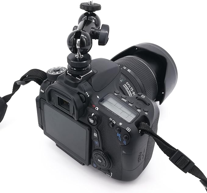 Ball Head Shoe Mount 1/4" Hot Shoe Mount Double Ballhead 1/4" Tripod Screw Multi-Function for LCD Monitors,Led Light,Microphone