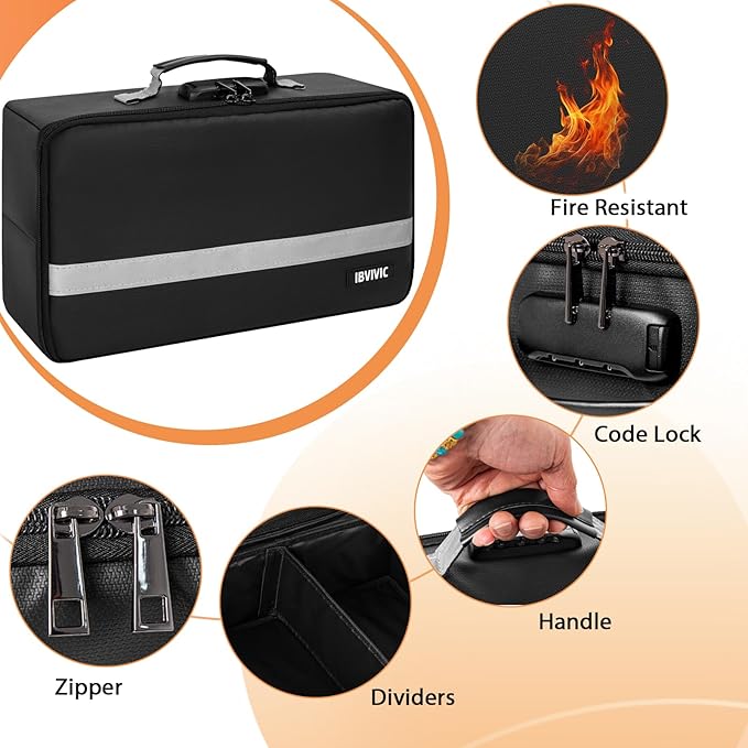 IBVIVIC Fire-resistant Photo Storage Box with 12 Inner 4" x 6" Photo Case(Multiple colors),Photo Box Organizer with Lock