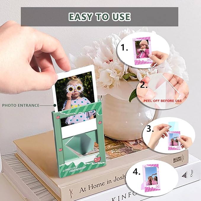 WOGOZAN 2x3 Mini Picture Frame for Fujifilm Instax Mini 12/11/99/41/40/SE/EVO Classic Polaroid Frames 2.15x3.4 Inches Photo Picture Frame with Magnetic Sticker and Protective Film (Colorful) (10 Pack)