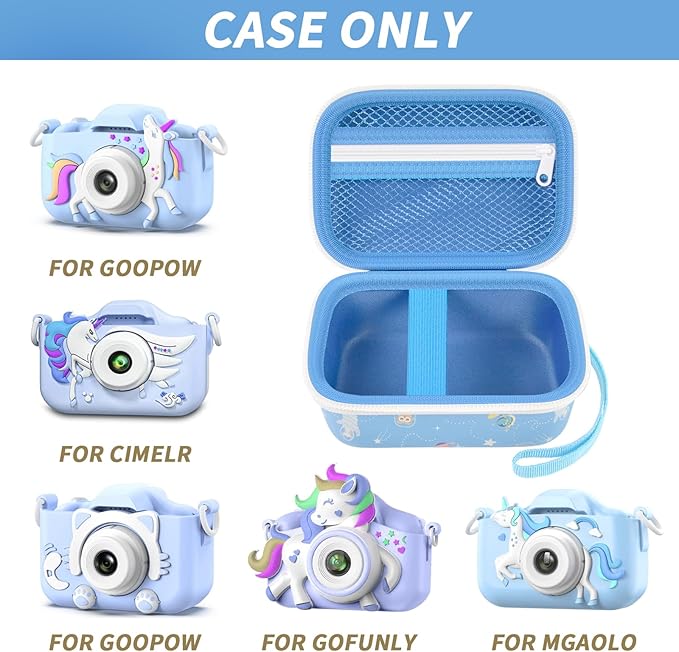 ANKHOH Kids Camera Case for Goopow/for Mgaolo/for CIMELR/for Seckton/for OZMI/for Dylanto Digital Camera Toys and Video Camcorder Storage Holder Organizer -Blue(Box only)