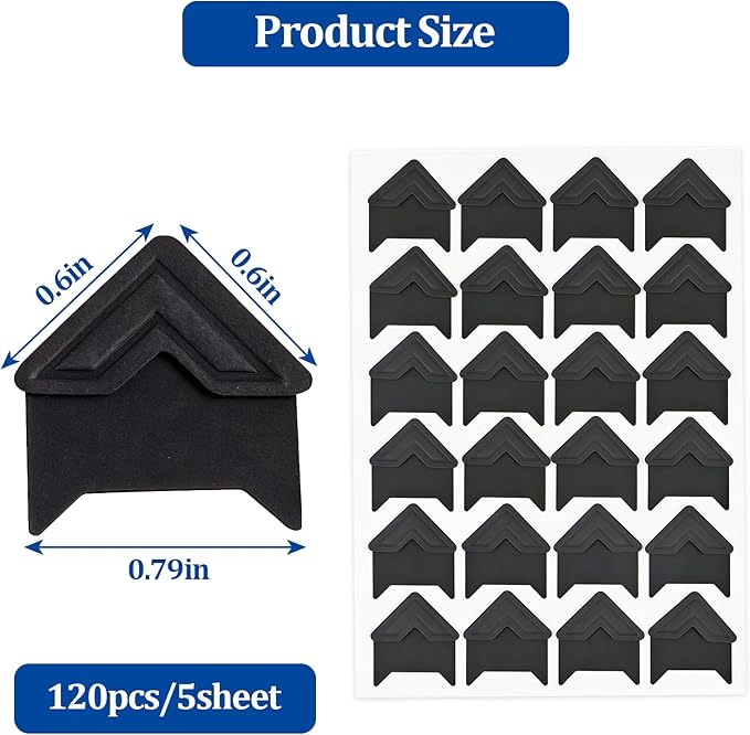 Photo Corners Self Adhesive,120 PCS Self-Adhesive Photo Corners,Scrapbooking Photo Mounting Corners, Black Photo Mounting Corners for DIY Scrapbook