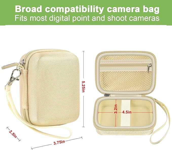 Case Compatible with VAHOIALD FHD 1080P Digital Camera/for CAMKORY Digital Point and Shoot/for Kodak PIXPRO FZ45-BK 16MP Vlogging/for IWEUKJLO/for Nsoela, Holder for SD Card More (Light Brown)