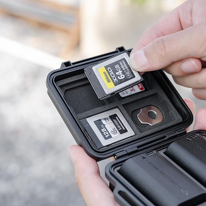 JJC Portable Camera Battery Memory Card Storage Case for 3 SD Card,4 CFexpress Type-B/XQD Cards,2 Camera Batteries,Compact Cameras Battery Holder Box for Nikon EN-EL15 EN-EL14