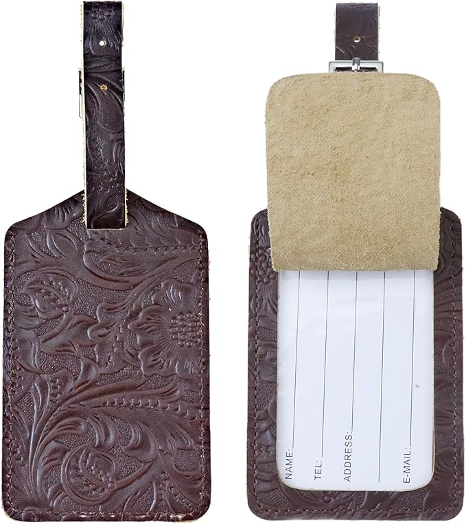 Genuine Leather Luggage Tags & Bag Tags 2 Pieces Set