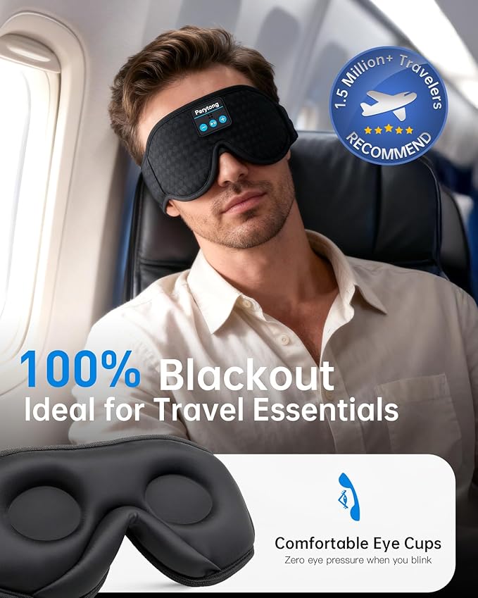 2-Pack Sleep Mask with Bluetooth Headphones & Sleep Headphones Headband Wireless, Ultra-Thin Stereo Speakers for Side Sleepers Perfect for Insomnia, Yoga, Air Travel, Meditation