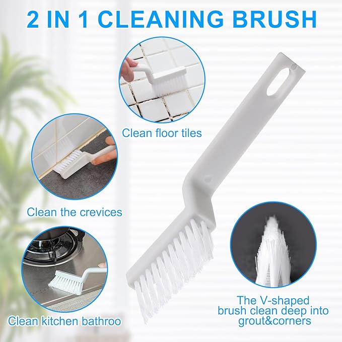 15 Pcs Crevice Cleaning Brush Set - Hard Bristle Cleaning Brush Supplies, V Shape Grout Cleaner Brush for Deep Cleaning Gap, Kitchen, Bathroom, Sink, Bottle, Blender, Corners & More