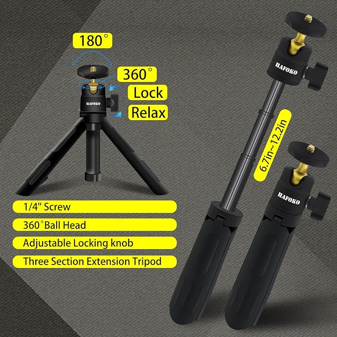 Magnetic Cell Phone Selfie Stick Tripod with 1/4" Magnetic Wireless Charging Mount Extendable Mini Desktop Smartphone Tripod compatibel for Magsafe iPhone 17/16/15/14/13/12 Pro Max